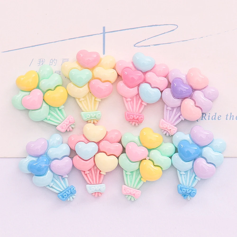 

10PCS Shiny Heart Balloon Series Resin Flatback Cabochons For Hairpin Scrapbooking DIY Jewelry Craft Decoration Accessories