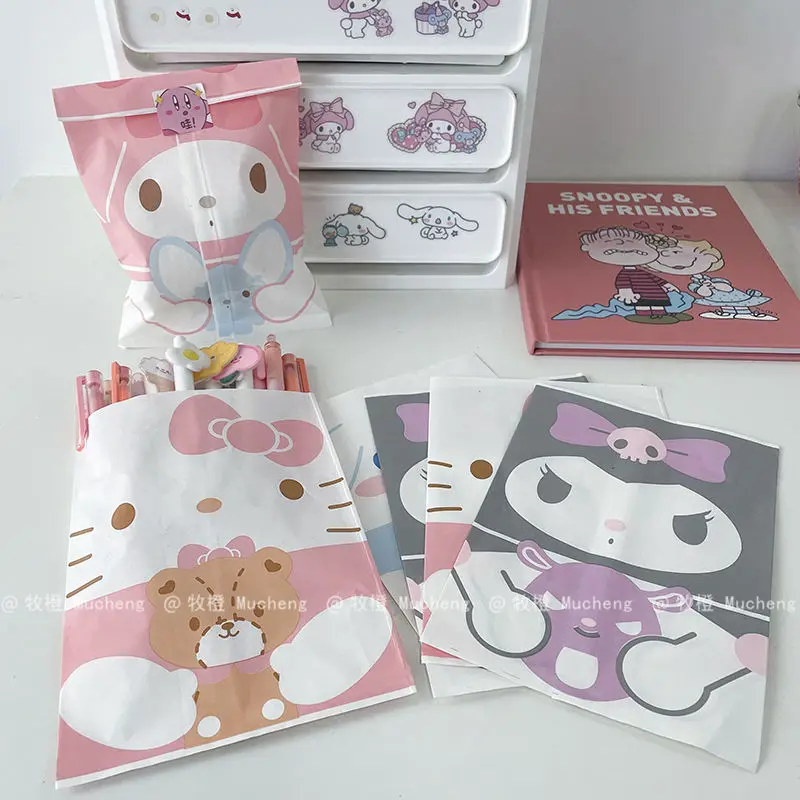 

Sanrio Hello Kitty Melody Paper Bag Cute Cartoon Peripheral Desktop Storage Sundries Sorting Gift Anime Packaging Snack Bags