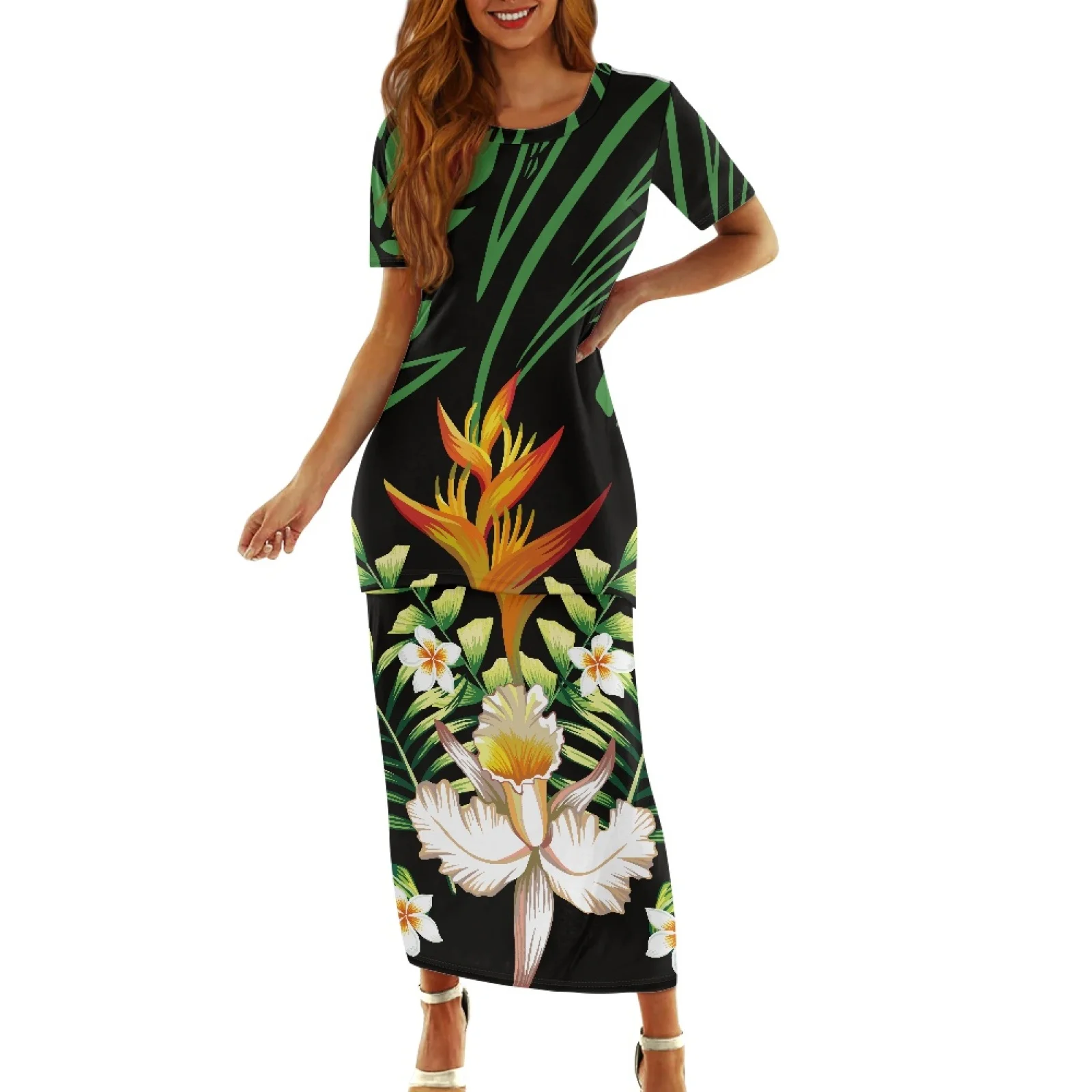 

Polynesian Tribal Samoan Totem Tattoo Samoa Prints Summer Women Comfortable Casual Wear Round Neck Short Sleeve Printed Dresses