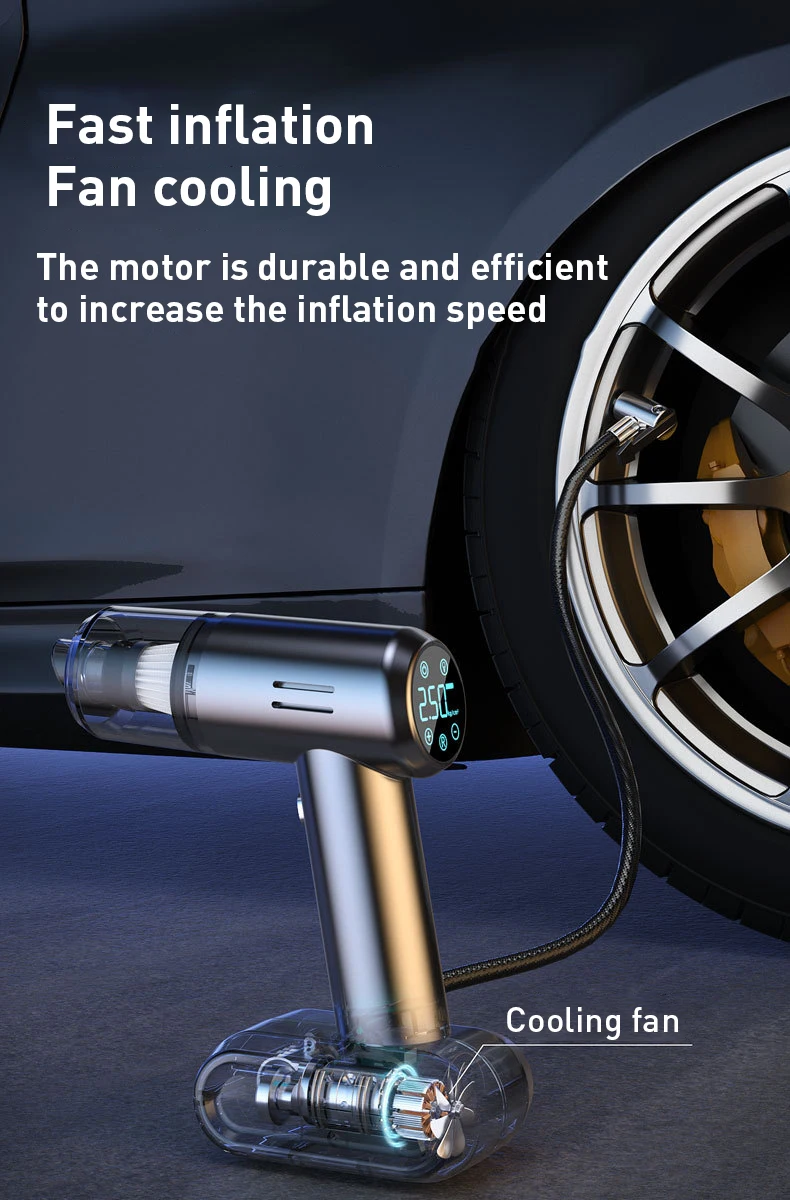 Портативный автомобильный пылесос 4 в 1 с воздушным компрессором 12 В насос для шин