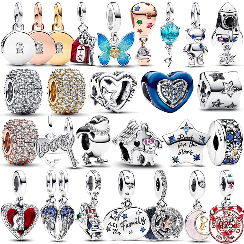 

Лидер продаж, изысканный кулон из стерлингового серебра 925 пробы в виде ракеты, бабочки, пингвина, подходит для оригинального браслета Pandora, Женские Ювелирные изделия «сделай сам»