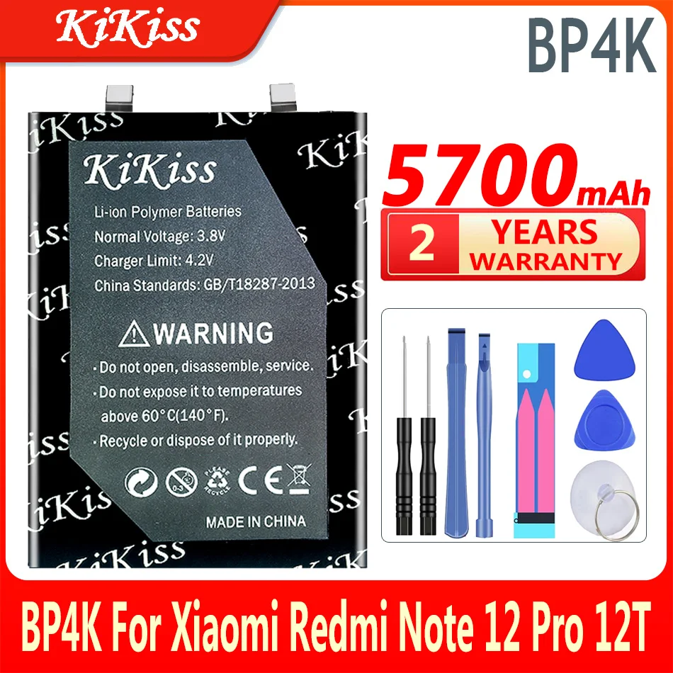 

Аккумулятор KiKiss BP4K 5700 мА/ч для Xiaomi Redmi Note 12 Pro/12T Note12 Pro 12Pro/Poco X5 Pro X5Pro 5G, аккумулятор большой емкости