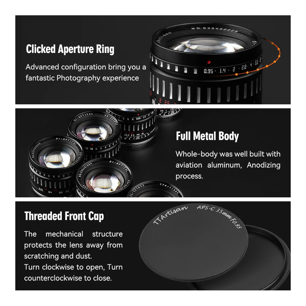TTArtisan 35 мм F0.95 APS-C супер Большая диафрагма ручная фокусировка объектив для Sony E