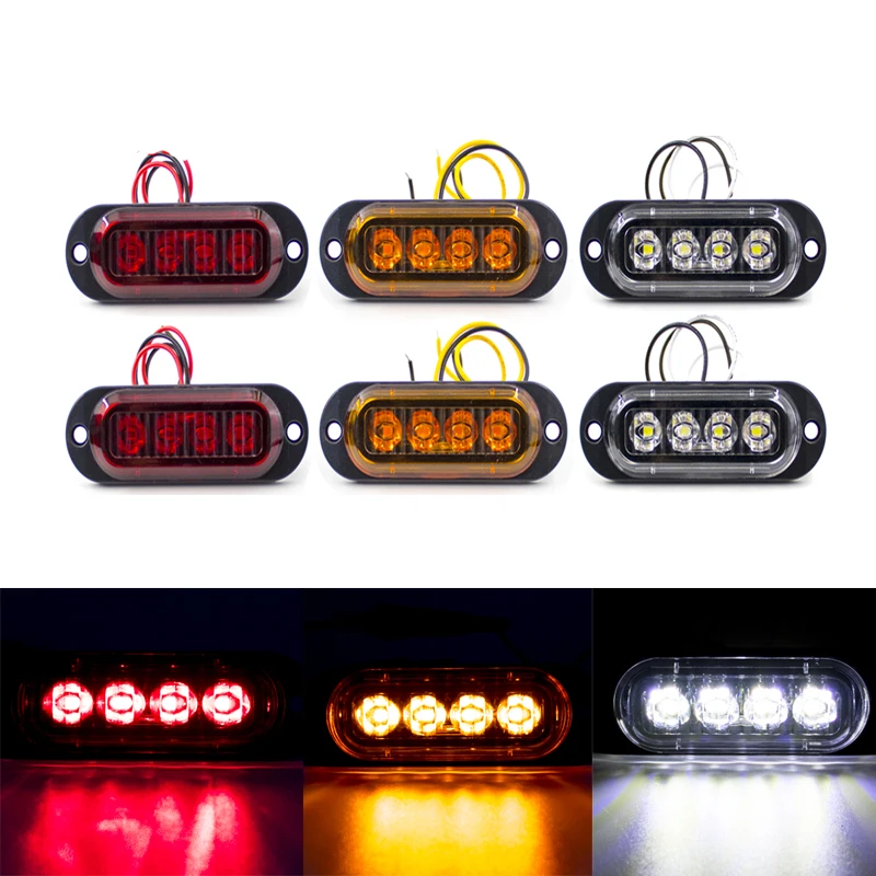 

2pcs 4 LED 12V -24V Side Marker Safety Warning Light Clearance Lamp Turn Signal Light Car Truck Trailer Lorry Caravan Bus RV Van