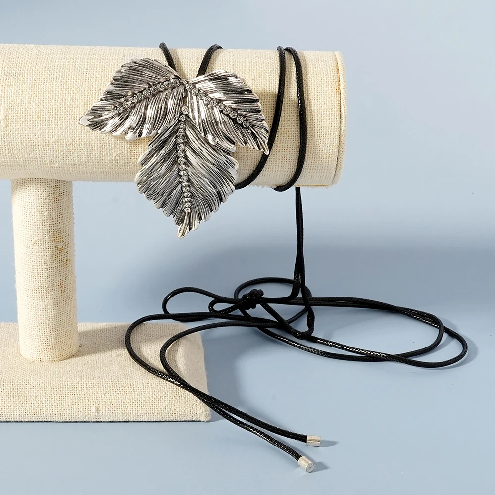 Модное золотистое длинное ожерелье 2024 дюйма черный шнур длинный Регулируемый