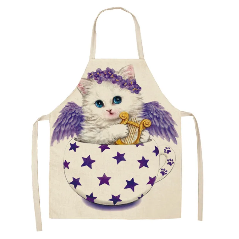 

Ladies Cat Sleeveless Linen Apron Bib Adult Home Home Cleaning Baking Cooking Accessories Cute Panda Print Kitchen Apron