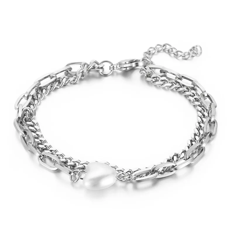 

Популярные Модные золотые браслеты серебряного цвета для женщин и мужчин, стальные белые и синие браслеты-цепочки, ювелирные изделия