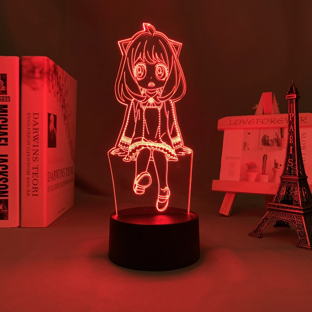 

Anime SPY X FAMILY Model Doll Decor Light 3d Lamp Anya Forger Touch Sensor Colorfu Led Night Light Toy Bedroom Nightlight Lamp