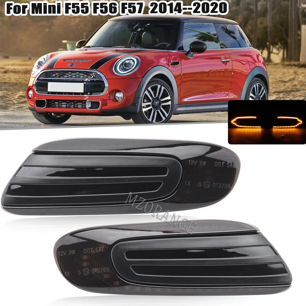 

LED Fender Light For Mini Cooper F55 F56 F57 Dynamic Side Marker Lights Sequential Turn Signal Lamps Smoke Lens No Error