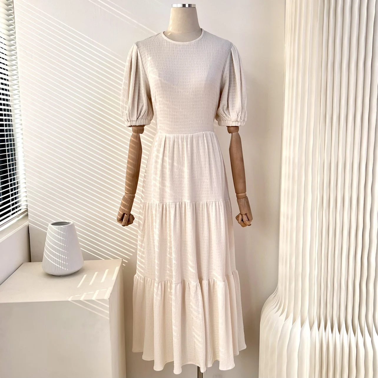 

SuperAen/Оригинальное летнее платье с круглым вырезом, открытой спиной, бантом и высокой талией