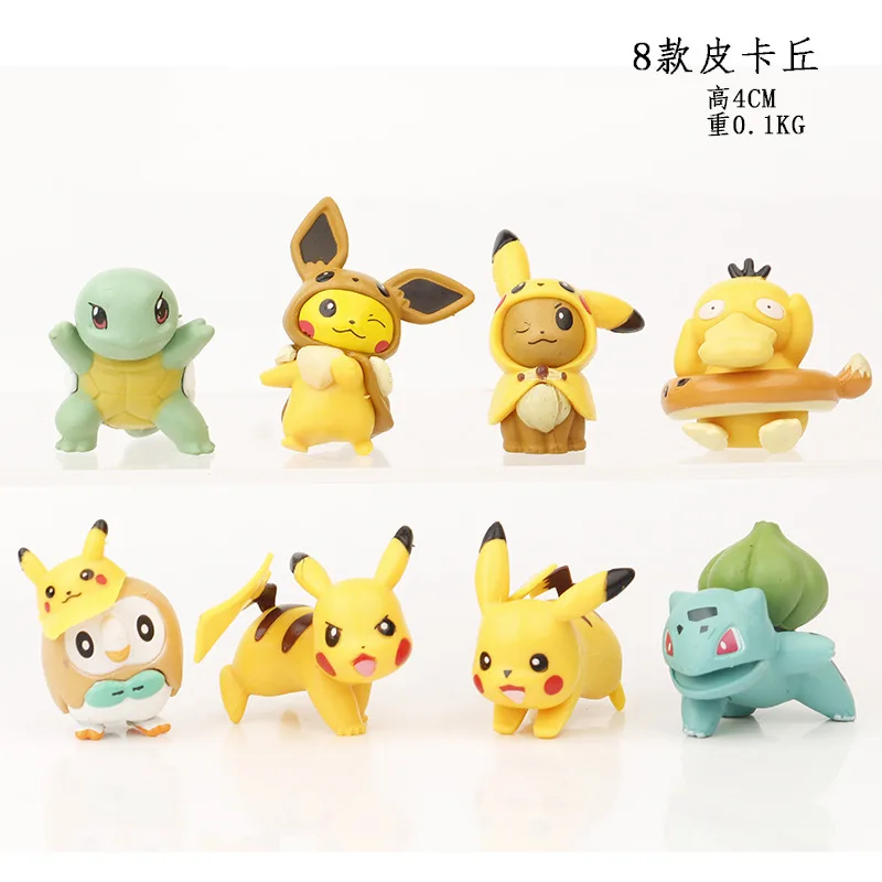 

Takara Tomy 8pcs Pikachu Pet Elf Toys Ornaments Magic Baby Pikachu Cake Decoration Hand Made Model Children's Toys