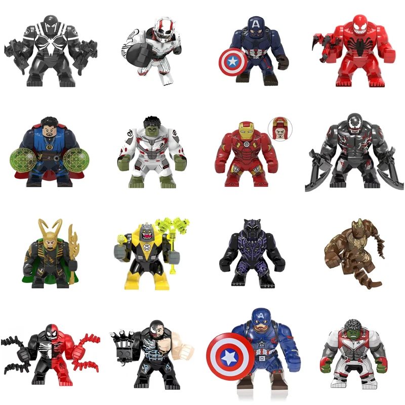 

Большой размер Дерево Железный муравей капитан Рокки Веном Т-Халла Доктор Странный человек Анти-Халк новые большие строительные блоки Фигу...