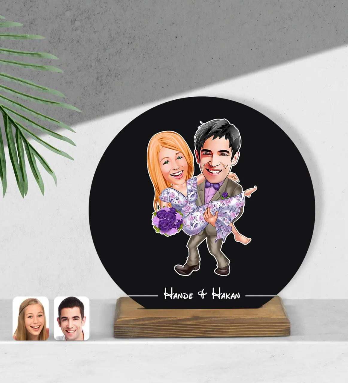 

Personalized valentines cartoon round wooden Biblo-56