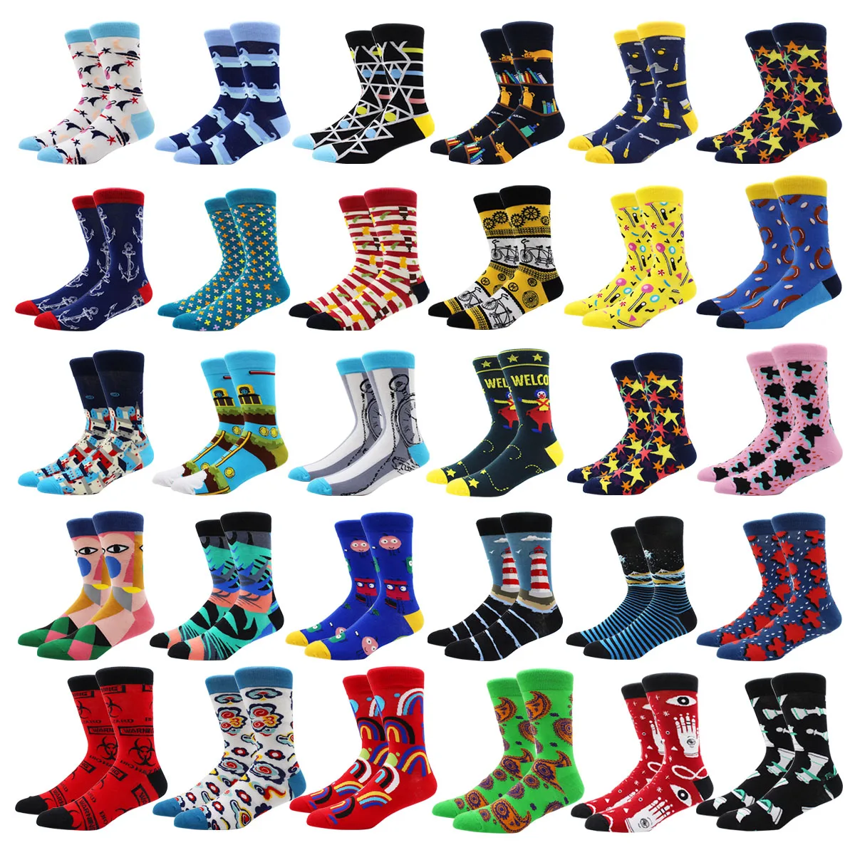 Fashion Men Socks Combed Cotton Novelty Crew Socks Autumn Winter Warm Breathable Long Socks Men and Woman for Wedding Gifts