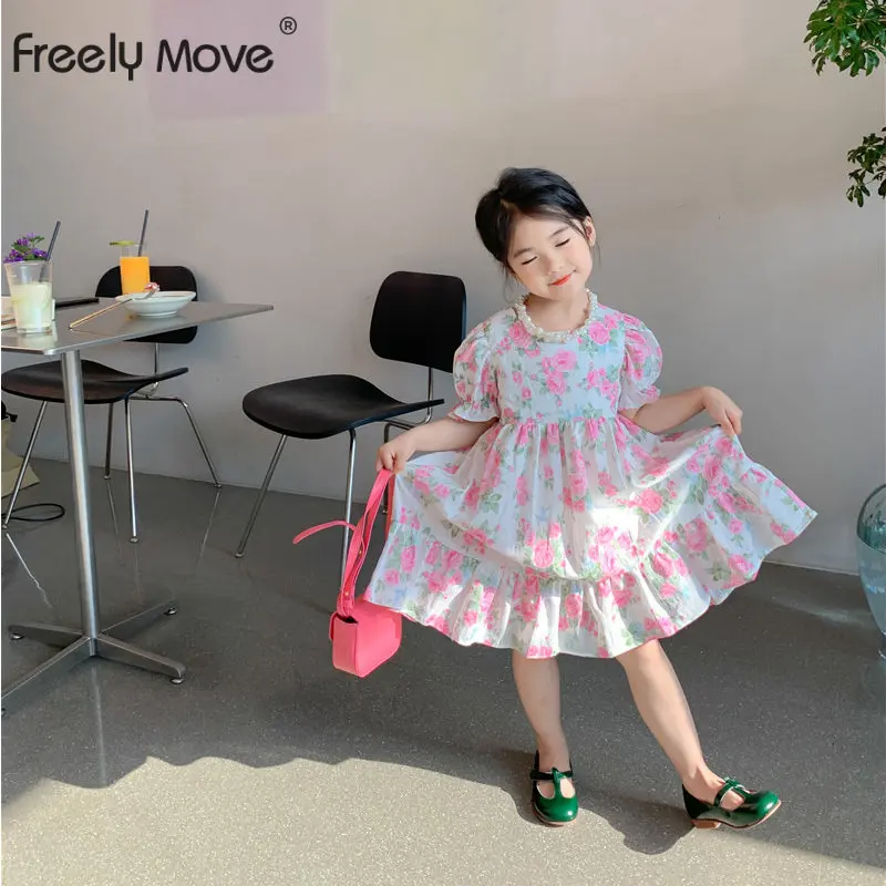 

Kids Dresses for Girls Summer Girl Dress Children Baby Sweet Princess Dress Short Sleeve Floral Dress Girl Clothing