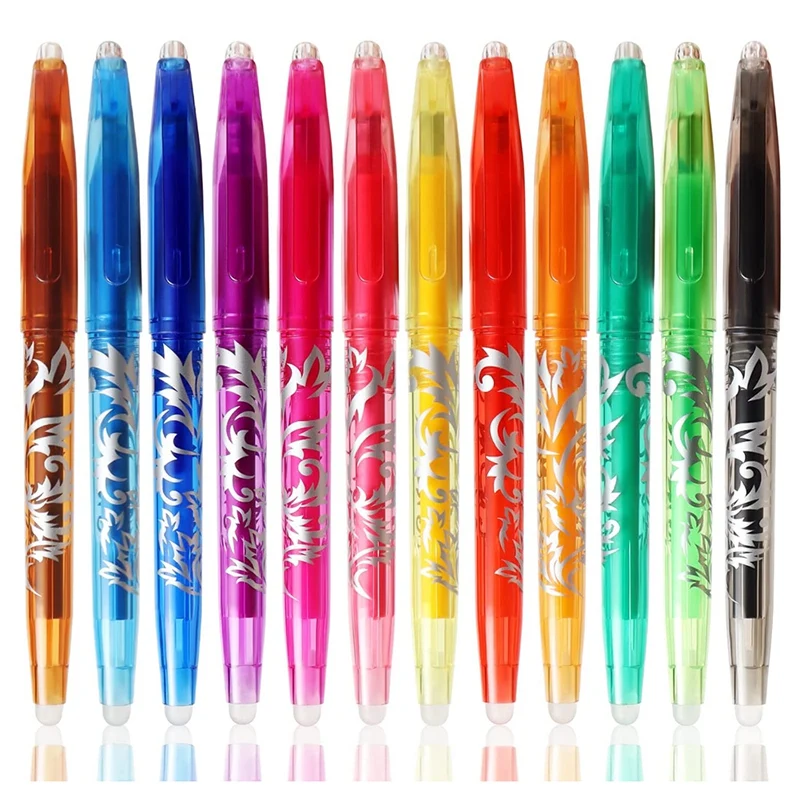 

NEW-Erasable Gel Pens 12 Pack - 0.5 mm Erasable Rollerball Set with Thermosensitive Ink, for Children and Adults for Writing