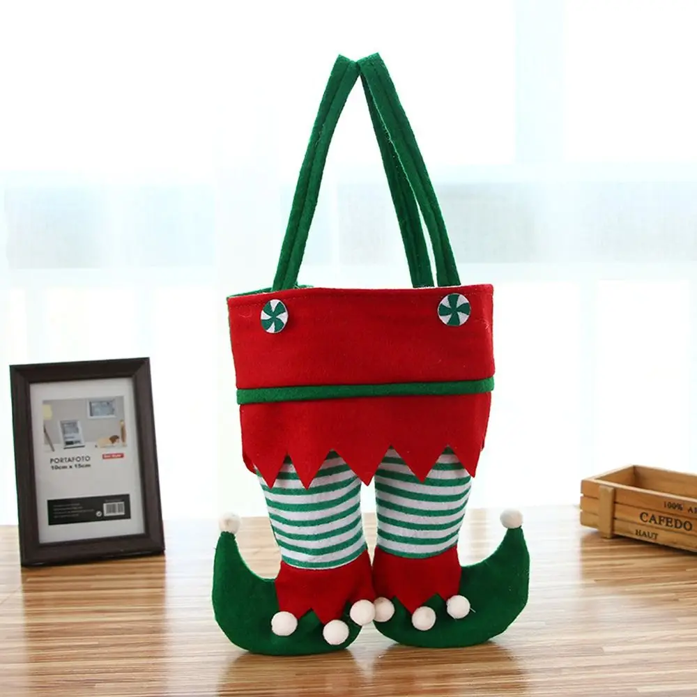 

2022 рождественские сумки с изображением эльфа, бархатная сумка в полоску, сумка с изображением Санта-Клауса и брюк, подвеска на рождественскую елку, украшение для праздника Вечерние