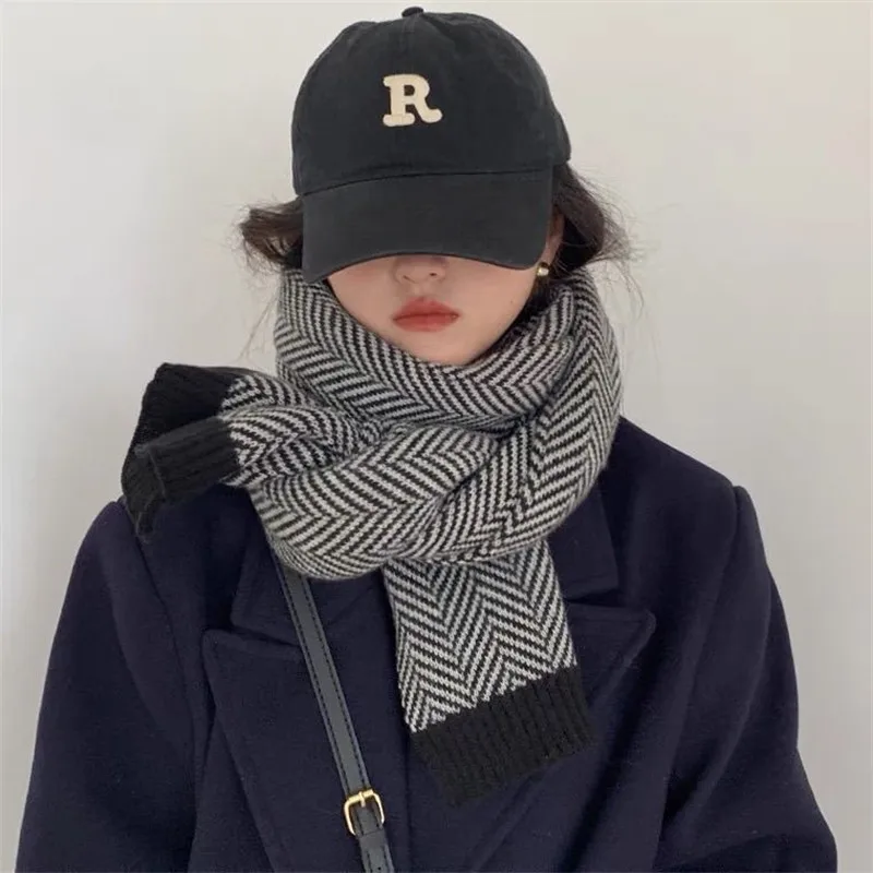 

Winter Woolen Knitting Scarf, Warm And Thickened Cashmere Like Scarf For Women