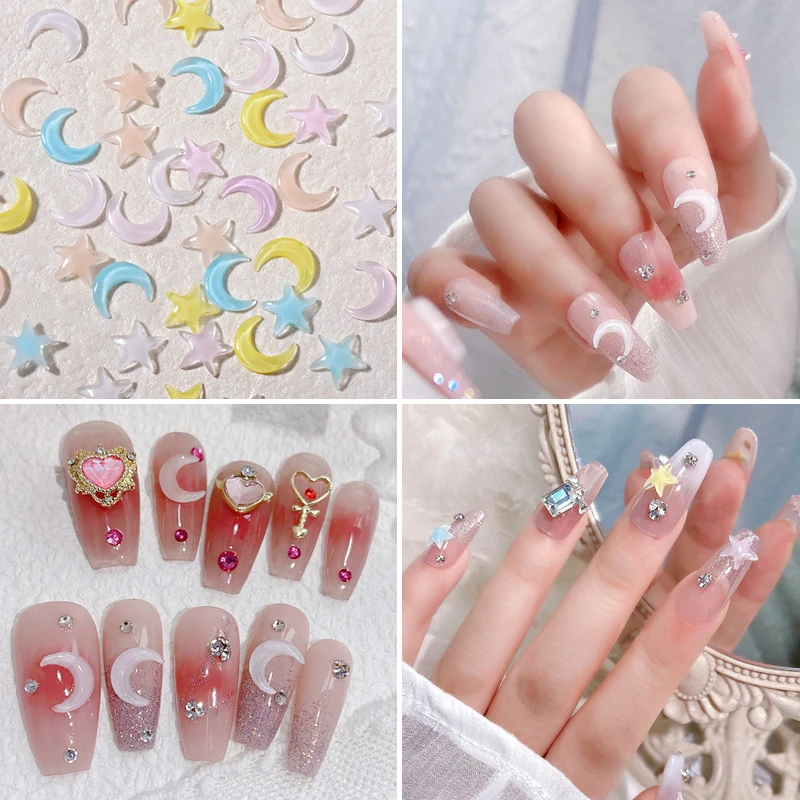 

Сделай Сам 50 шт. Звезда Луна Смола Украшение для ногтей прозрачная цветная пентаграмма аксессуары для маникюра оптовая продажа Японский Ко...