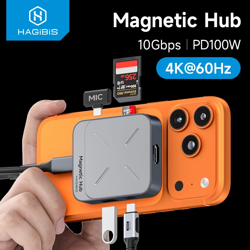 Hagibis Magnetic USB C Hub Type-C Multiport Adapter Docking