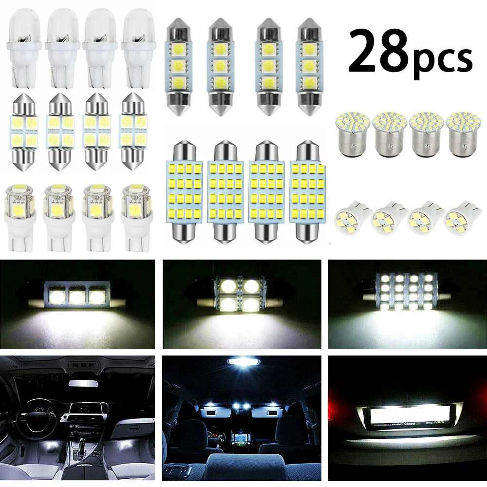 

Универсальная светодиодсветодиодный лампа для салона автомобиля T10 W5W, 28 шт.