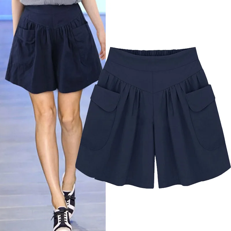 Cotton Polyester Women's Sports Shorts Summer Solid High Waist Black Shorts Women Fashion Plus Size Casual Basic Short Pants