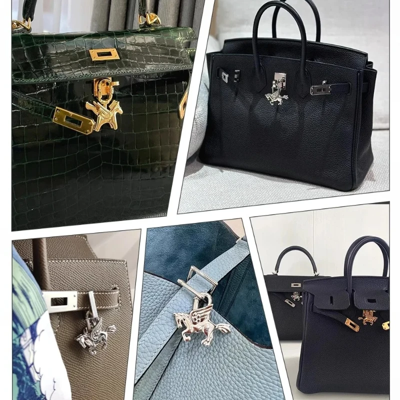 Фото Новая подвеска для сумки для сумки Birkin Kelly, подвеска с замком Pegasus, цельностальная подвеска для сумки с металлическим замком в виде животного, высококачественное очаровательное ожерелье №2