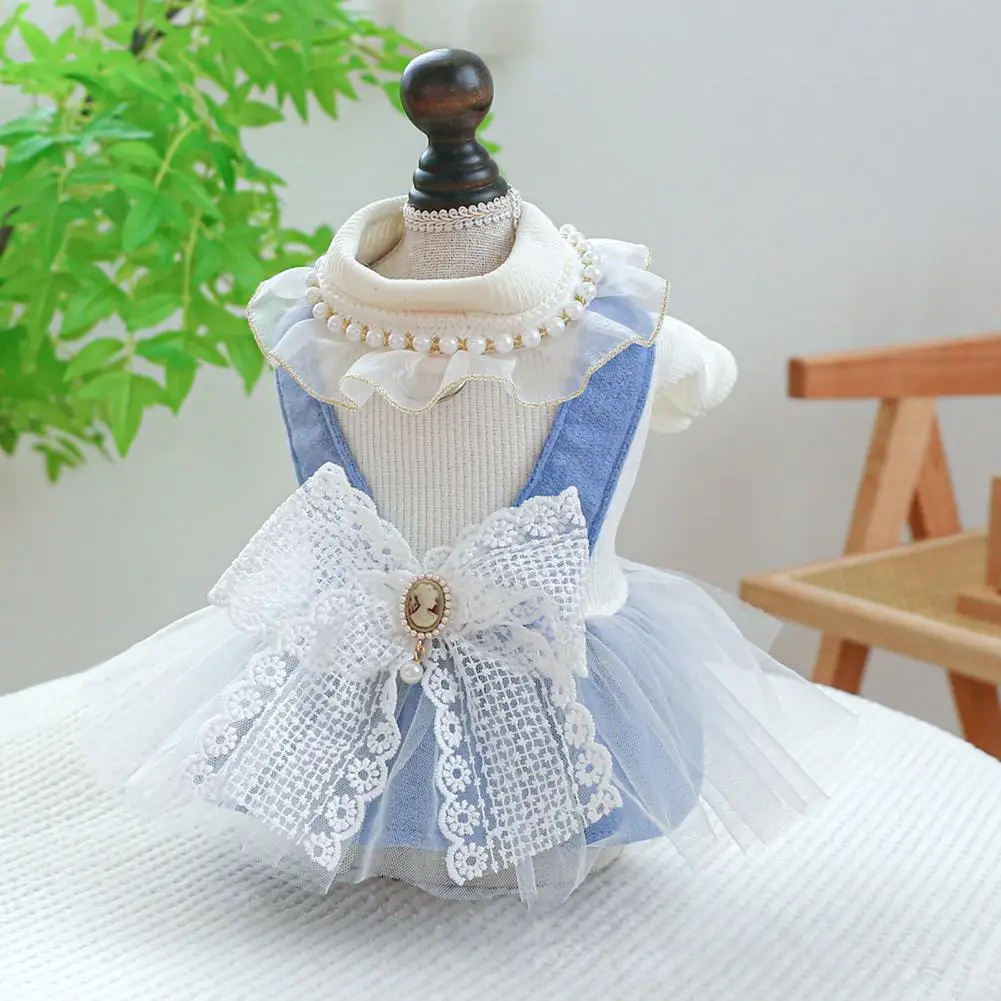 

Pet Dress for Easy Outdoor Traction Charming Pet Dress with Bow Charming Pet Princess Dress with Simulated Pearl Decor for Dogs