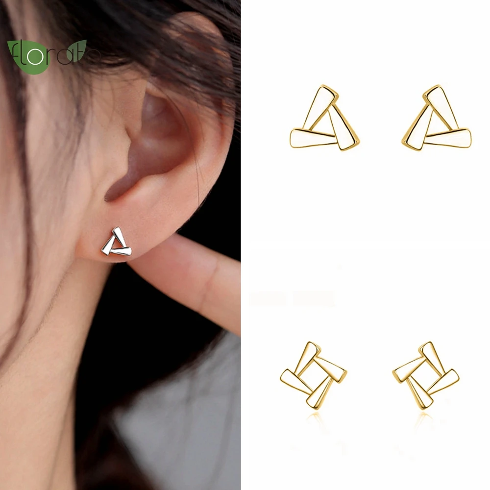 

925 Sterling Silver Needle Minimalist 18K Gold Earrings for Women Triangle Geometry Stud Earrings Party Fashion Jewelry Gift