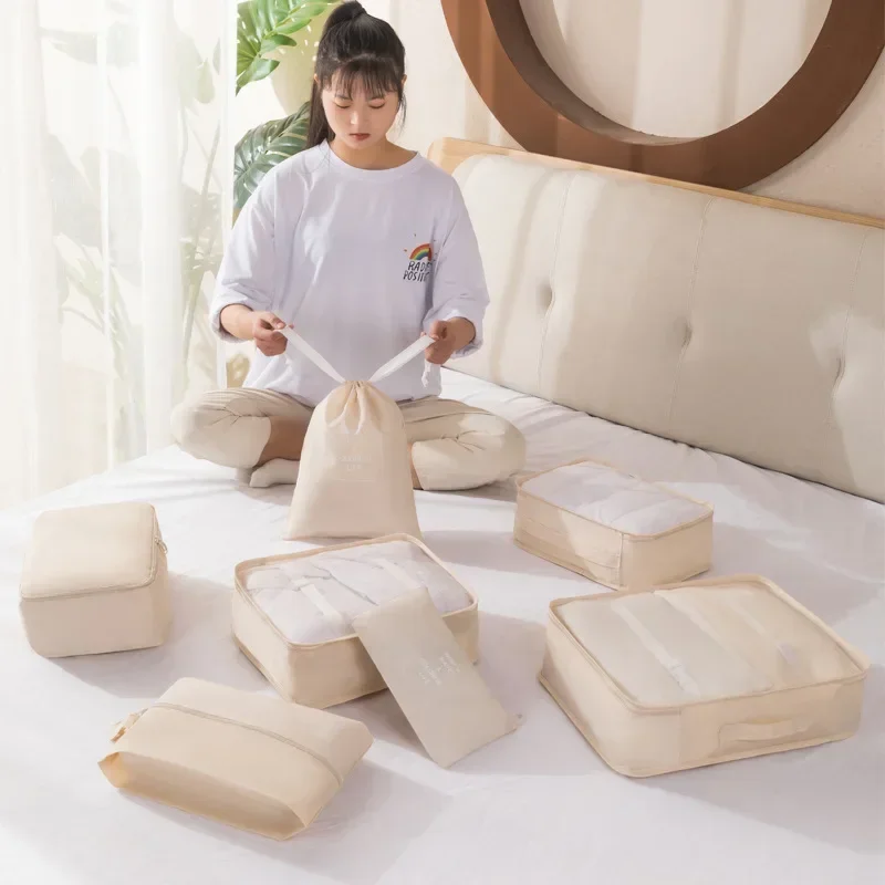 

8Pcs/set Folding Travel Packing Cube Clothes Organizer Storage Bag Household Wardrobe Suitcase Pack Shoes Cosmetic Sorting Pouch