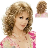 gnimegil synthetic womens wig blonde long curly hair wig with bangs mix messy blond blend mommy wig natural free part hairline