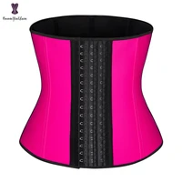 women underbust corset 9 spiral steel boned latex sport shaper 3 rows of hooks waist trainer cincher