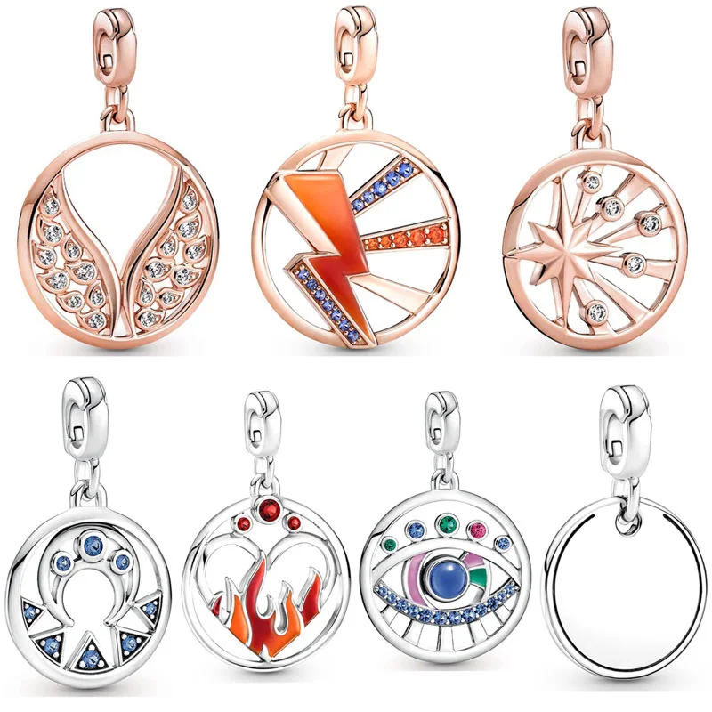 

My Moon Power Eye Burning Wings Fire Inside Medallion Pendant Me Charm 925 Sterling Silver Bead Fit Europe Bracelet DIY Jewelry