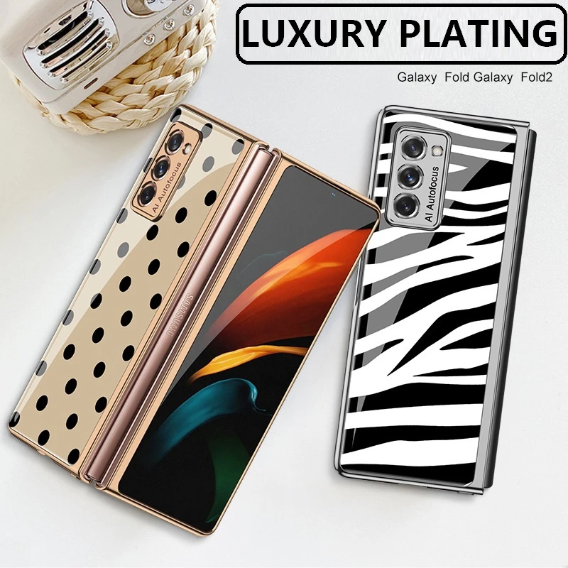 

Роскошный чехол из закаленного стекла для Samsung Z Fold 2 5G, Винтажный чехол с окрашенными краями, противоударный чехол для Galaxy Z Fold 2