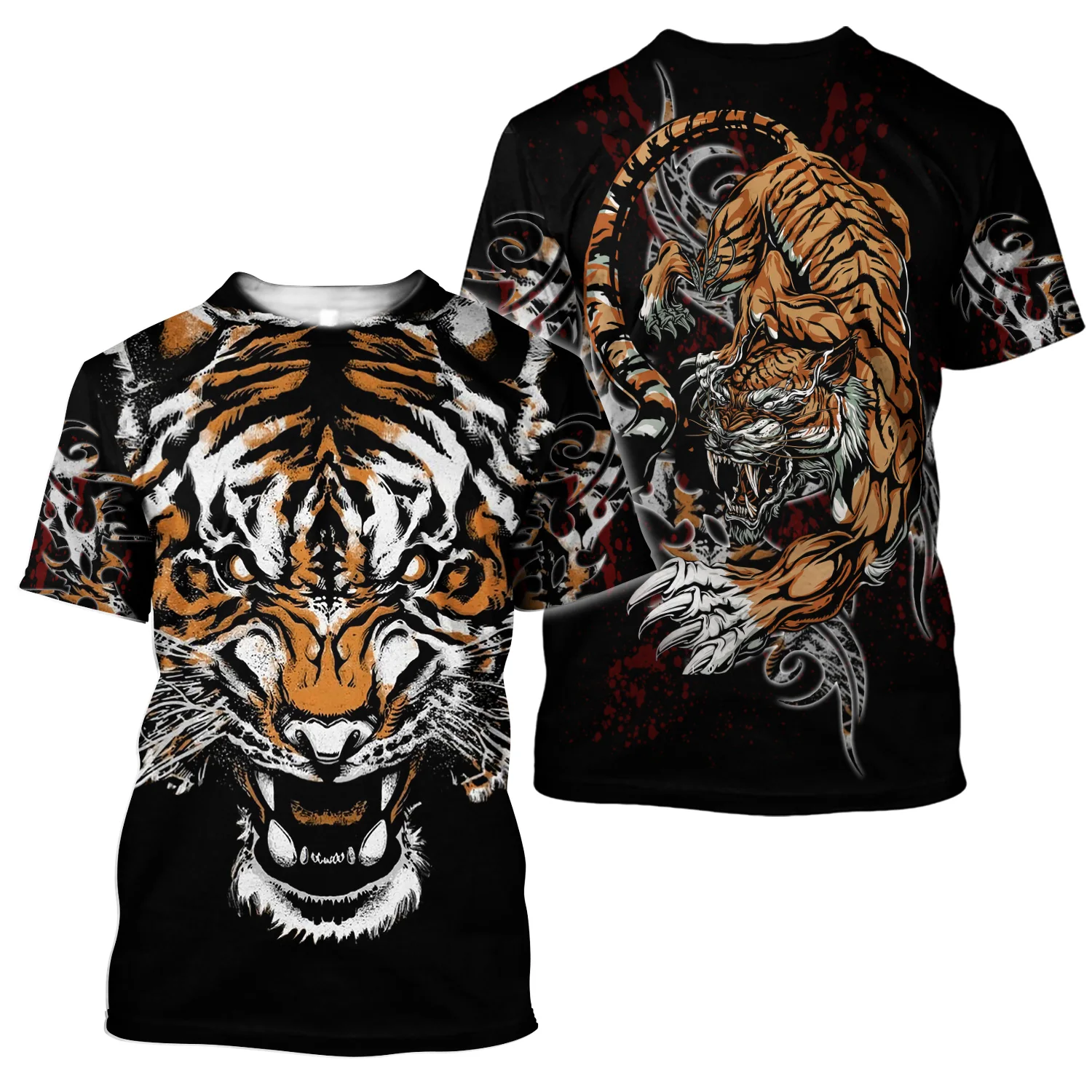 3D Tiger Print T Shirt For Men Boutique Animal Graphic T-Shirts Summer Trend Harajuku Oversized Short Sleeve Casual O-neck Tops