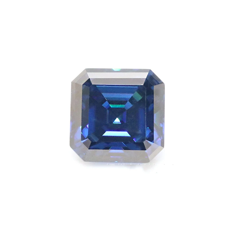 Royal Blue Asscher Cut Moissanite Loose Stone VVS1 Tower Shape Moissanite Diamond Bead with Gra Pass Tester Wholesale for Diy