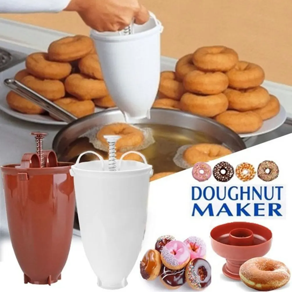 Donut Mould Easy Fast Plastic Donut Maker Portable Manual Waffle Dispenser Doughnut Machine DIY Baking Tool Kitchen Gadgets