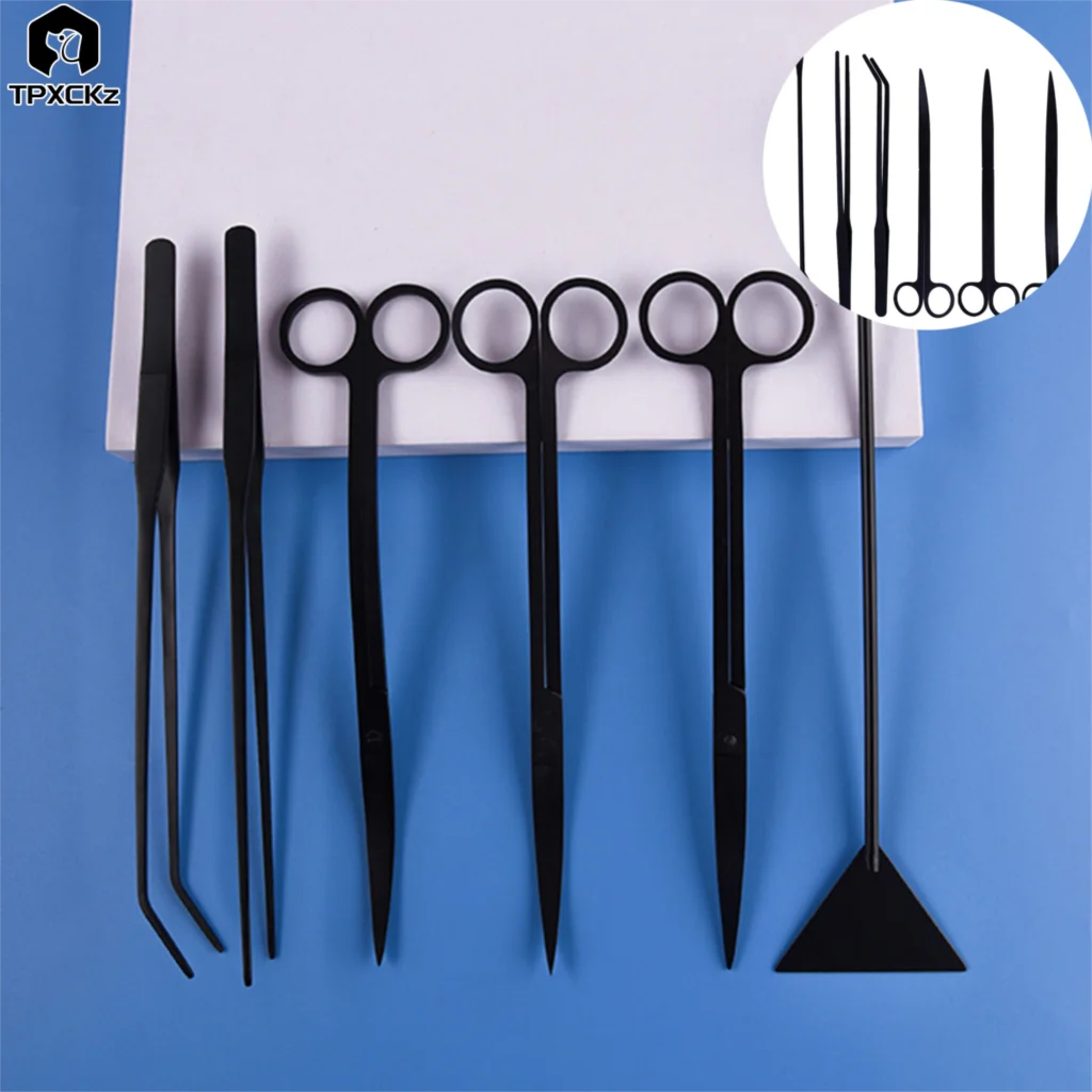 

4/5/6PC Stainless Steel Aquarium Fish Tank Aquatic Plants Tool Set Tweezers Long Tweezers Scissors Spatula For Fish Starter Kits