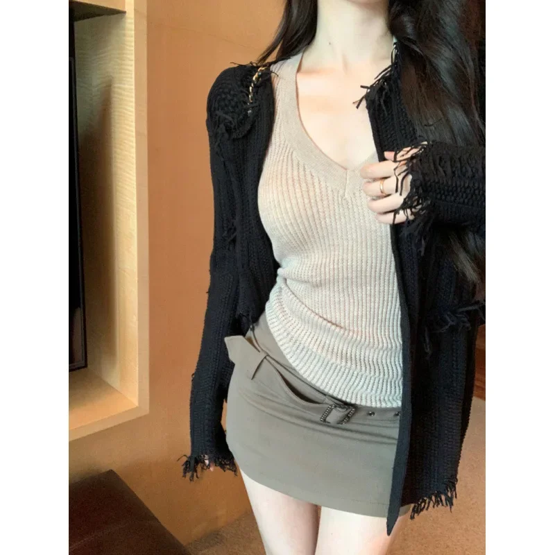 Реалистичная цена сверхпрочный вязаный свитер куртка ажурный топ сексуальная