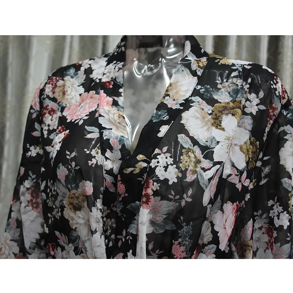 Muslim Fashion Muslim Dress Middle East Eid Duabi Abaya Turkey Robe Thin Loose Chiffon Long Sleeve Cardigan Robe Donsignet