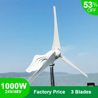 wind turbine generator 1000w 3 blades windmill kit 24v 48v generator with mppt hybrid controller for home farm street lamps use