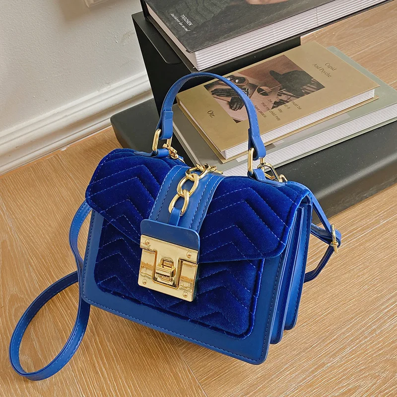 

Fashion Velvet Women's Handbags Designer Chains Shoulder Bag Square Tote Quilted Crossbody Bags for Women 2023 Tote Clutch Chic
