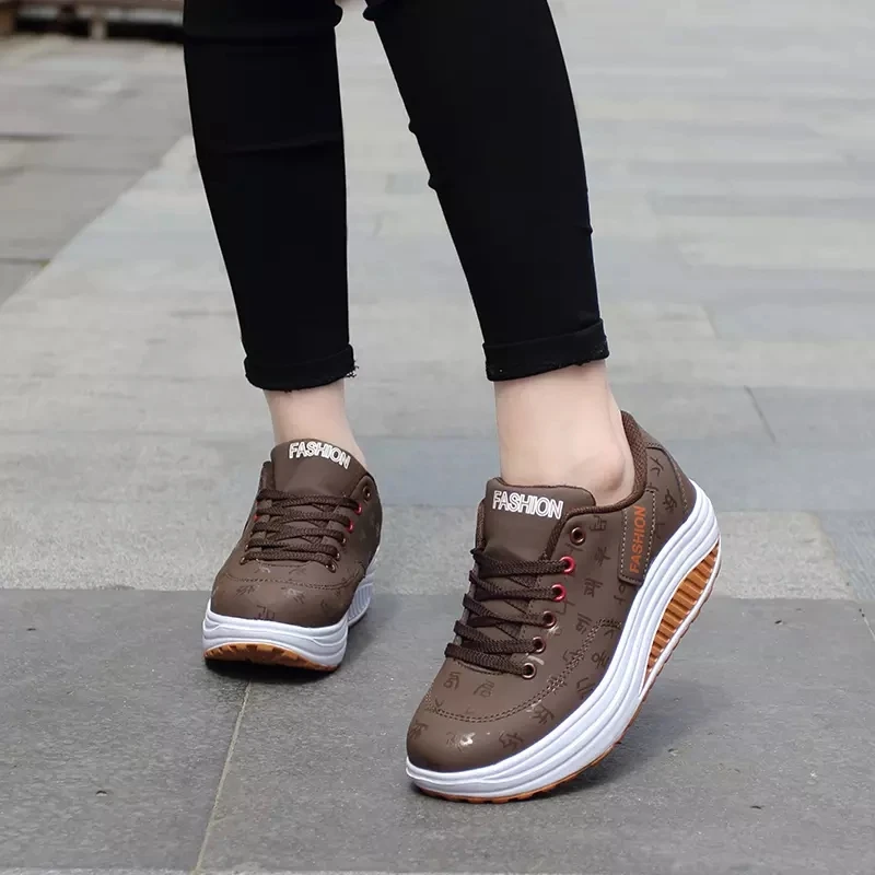 Women Fashion Sport Comfortable Breathable Ladies Smooth Casual Thick Bottom Walking Shake Shoes