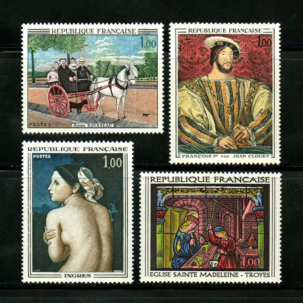 

4Pcs/Set New France Post Stamp 1967 Art Painting Engraving Postage Stamps MNH