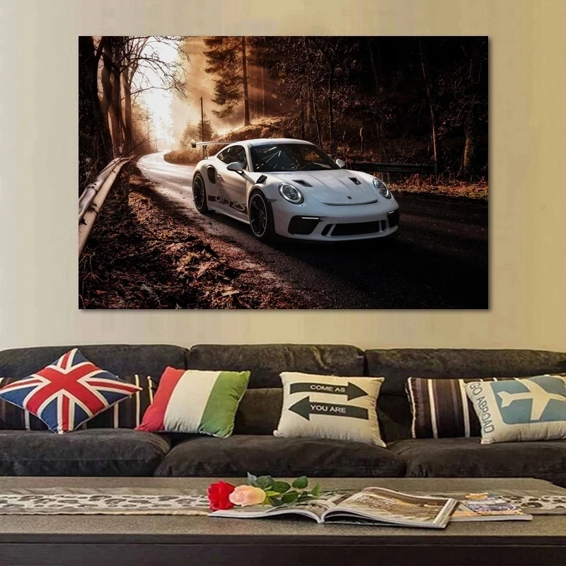 

Modular Hd Prints Supercars 911 GT3 RS White Car Pictures Home Decoration Painting Canvas Poster Frame Wall Art For Living Room