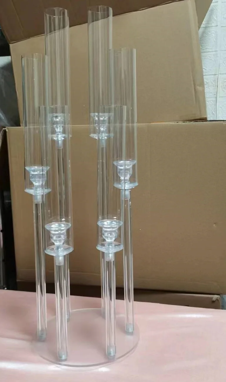 

2/3/4/5/6/10pcs 6 Heads Acrylic Candle Holders, Wedding Candle Holder Flower Stand Center Table Decoration Candle Holders