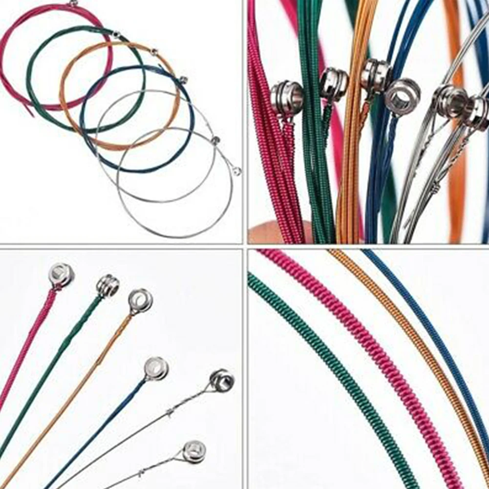 

MULTICOLOR ACOUSTIC GUITAR STRINGS SET OF 6 HIGH QUALITY STRINGS 011-052in Colorful High Quality Steel Rustproof Coating