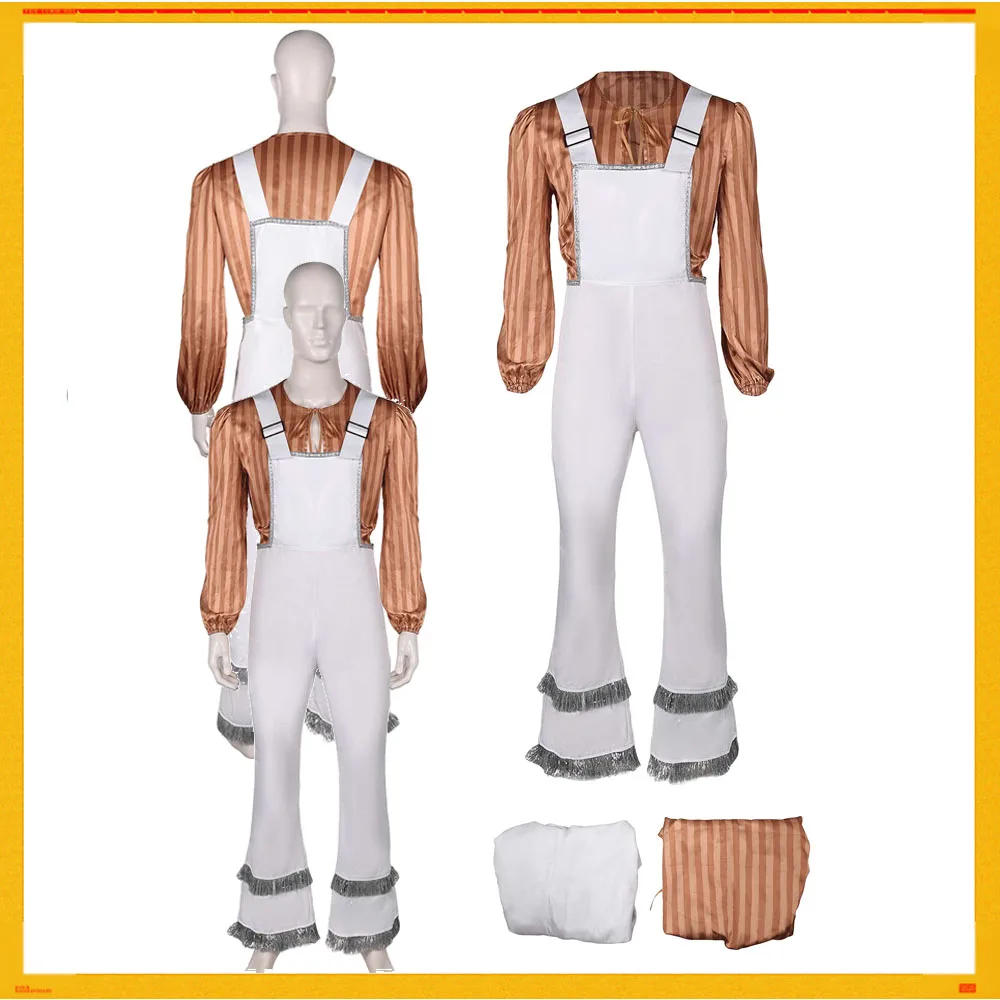 Bjorn Cos Ulvaeus Косплей Мужская одежда для взрослых Рубашка Брюки на бретелях Костюм