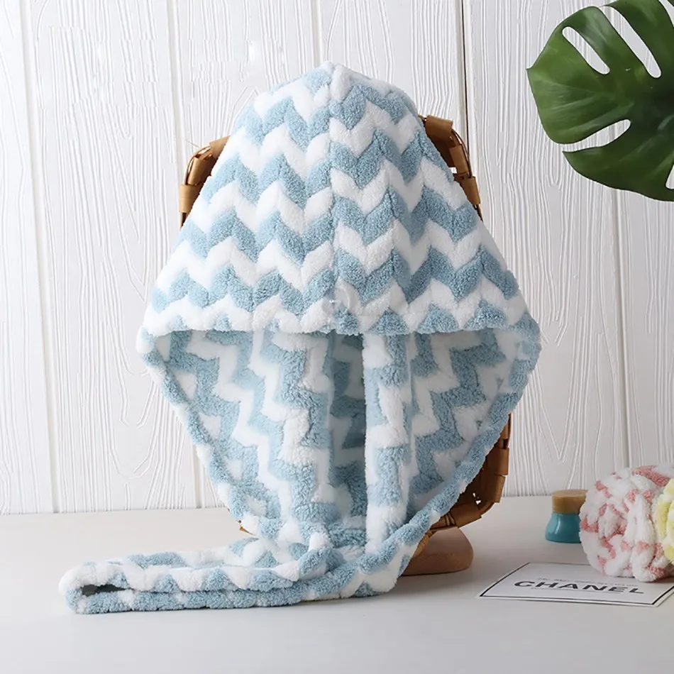 

Microfiber Hair Towel Wrap for Women Striped Turban Dry Anti-Frizz Hair Towel Super Aabsorbent Fast Drying Suitable Curly Long
