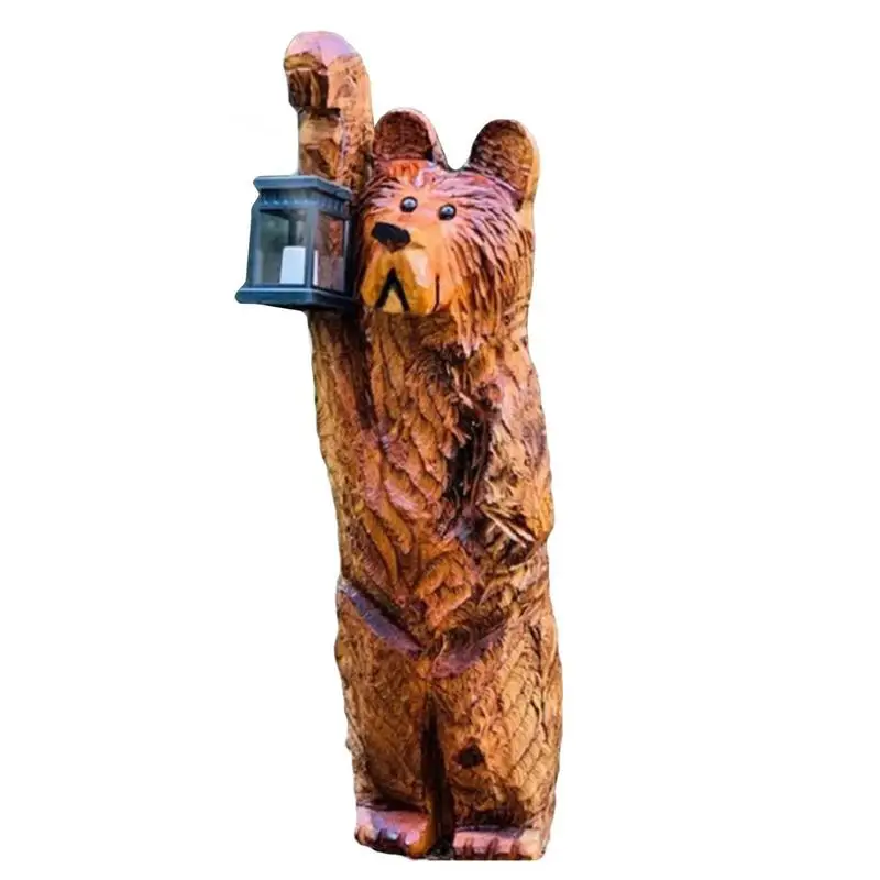 

Outdoor Bear Light Carving Bear Outside Figurine Lamp Outdoor Bear Lantern Decor For Yard Garden Lawn Patio Animal Statue